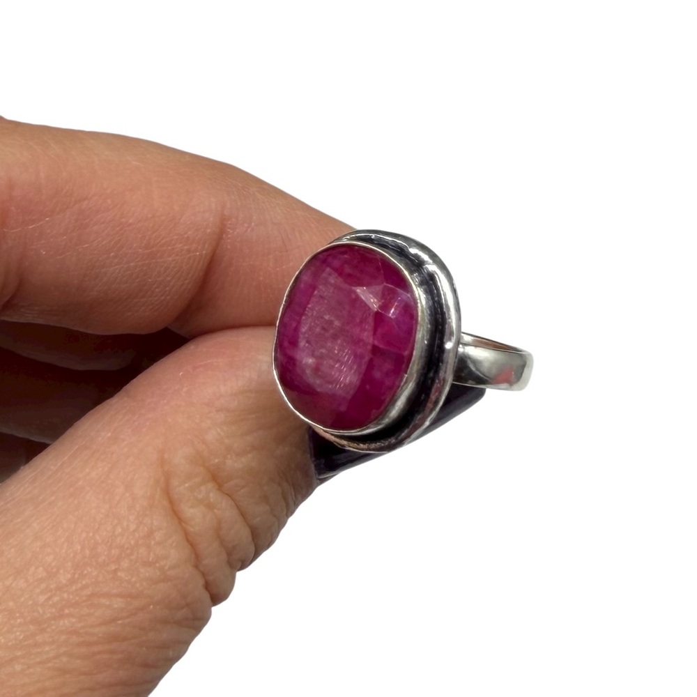 Ruby Ring 925 Sterling Silver Overlay Size 6 - image 5